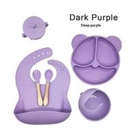Ensemble de vaisselle en silicone de qualité alimentaire pour enfants, design minimaliste, 6 pièces, comprenant assiette, bol, cuillère, ensemble d'alimentation pour bébé