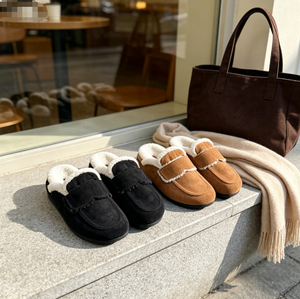 Women's Faux Suede Slip-On Moccasin Slippers Solid Color Plush Lining Cushioned Flat Winter Shoes de mujer zapatos femme <b>sandals</b> - Product Image 6