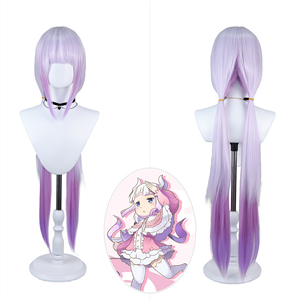 Anime Kobayashi <span class=keywords><strong>San</strong></span> Chi No Maid Dragon Kanna <span class=keywords><strong>Cosplay</strong></span> Perruque Longue Gradient Violet Cheveux Synthétiques Résistant à la Chaleur Avec Bangs pour la Fête - Product Image 1