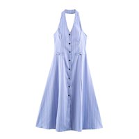 Robe dos nu sexy à rayures simples et tendance pour femme MYST&ZA, nouvelle collection été 2026