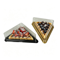 Boîte d'emballage individuelle pour toast triangulaire, recyclable en PET, vente en gros, boîte à gâteau en plastique pour 2/4 tranches de gaufres avec couvercle transparent