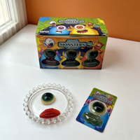 Bonbons en forme d'yeux et de lèvres Little Monsters, forme amusante et effrayante, bonbons durs multicolores au goût sucré, emballage en boîte pour fête d'enfants