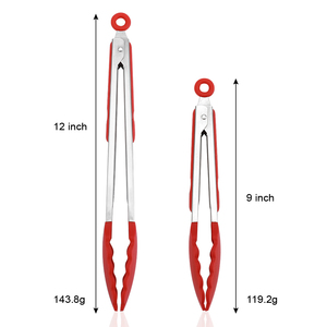 Ensemble de 2 pinces à nourriture en silicone de 12 pouces et 9 pouces, pinces de service en acier inoxydable pour la cuisine - Product Image 2