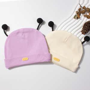 Topi bayi katun murni baru lahir, topi bayi Pull-On lucu dan lembut untuk balita musim gugur dan musim dingin, topi hangat dan tahan angin - Product Image 2
