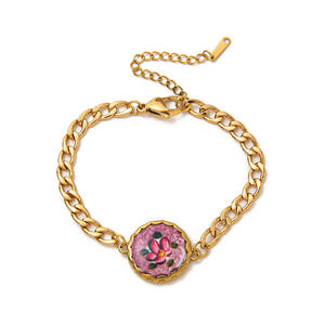 Pulsera de Moda en Oferta, Chapada en Oro de 18K, de Acero Inoxidable, con Mariposa y Piedra Natural, Estilo Budista, para Mujer - Product Image 5