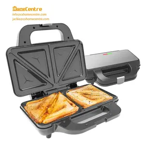 Machine à sandwich électrique 900W 2 grandes tranches à remplissage profond avec triangle fixe, coque, sandwich, gaufre et plaque de gril en option