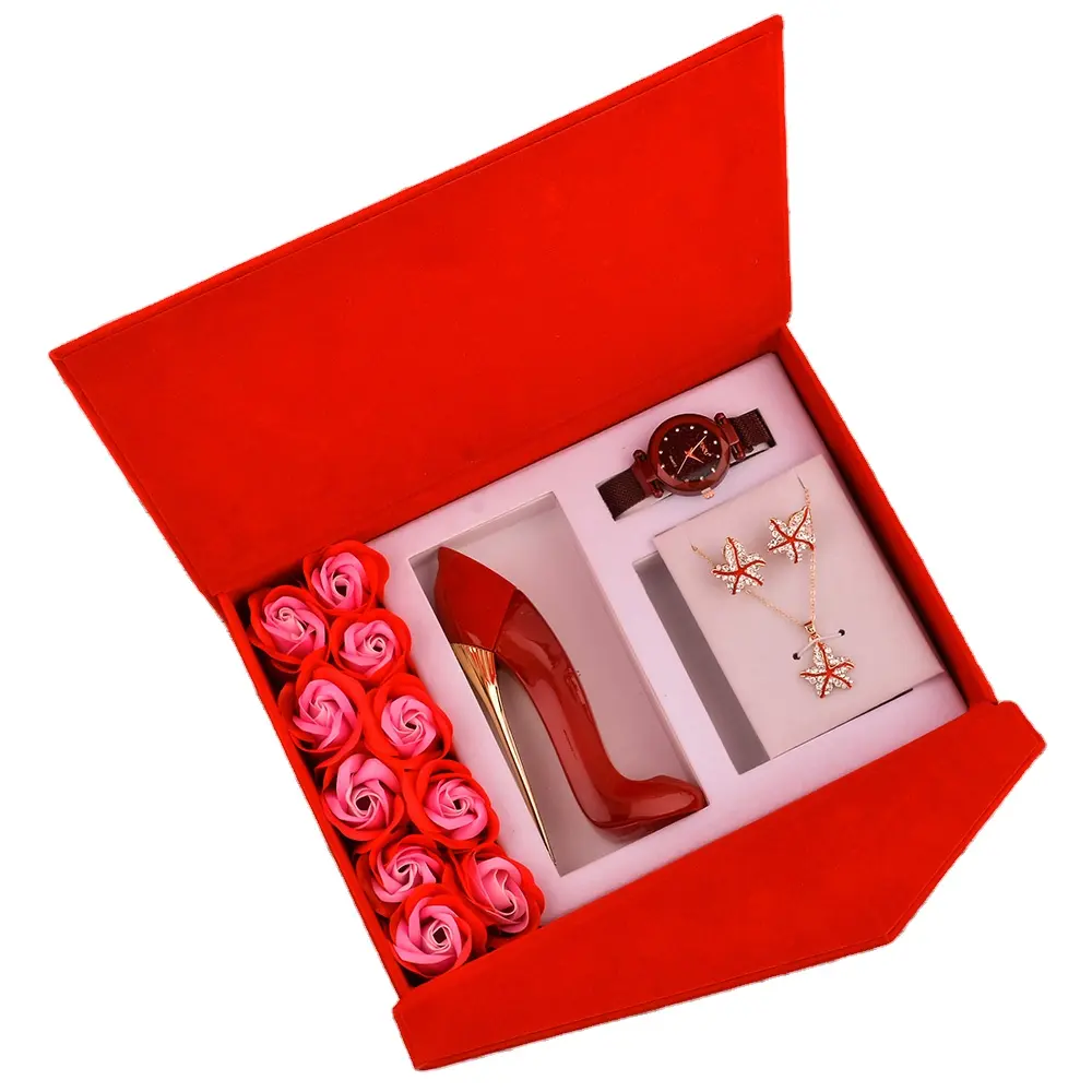 Fabricantes Diretos Senhoras Relógios Dia Dos Namorados Perfume Colar Tendência Brincos Senhoras Atmosféricas Gift Set