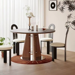 Set Tavolo da Pranzo Rotondo Moderno in <span class=keywords><strong>Legno</strong></span> di Frassino Bianco Massiccio per 4 Persone, Arredamento di <span class=keywords><strong>Design</strong></span> Ecologico per Sala da Pranzo - Product Image 3
