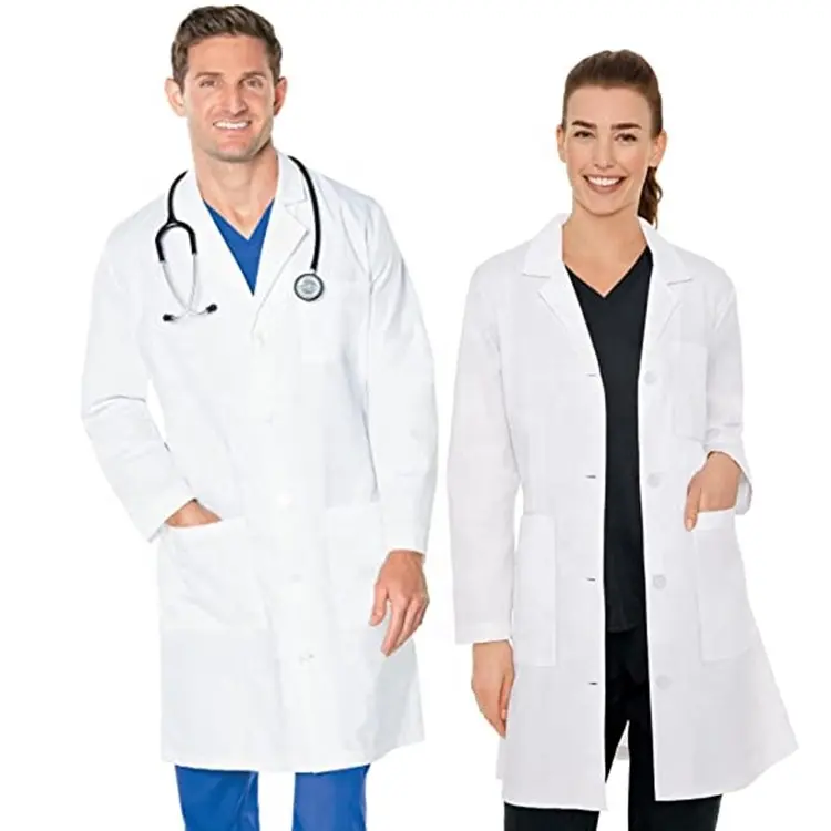 wholesale oem logo custom unisex professional student laboratory class long jacket white lab coat doctor nurse uniform