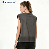 Chaleco sin Mangas Kuenzi 7A Antibacterial 100% Algodón 230GSM con Sensación Fresca, Lavado y Desgastado, Estilo Vintage Streetwear para Mujer