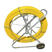 YILI 6mm*150m Carrete de Cinta Pasacables de Fibra de Vidrio con Soporte y Marco de Jaula, Extractor de Cables para Ductos y Tuberías, Kit de Instalación para Profesionales