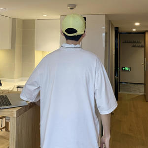 MN232 In Stock Custom LOGO heavyweight white <b>Black</b> mock neck t-shirt baju kaos turtle neck t shirt - Product Image 4