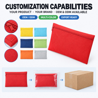 Tempat Pensil Kapasitas Besar Bahan Kain Oxford Warna Solid Resleting Logam Kantong Pena Datar 21x13cm Multi Warna Grosir untuk Pelajar Sekolah