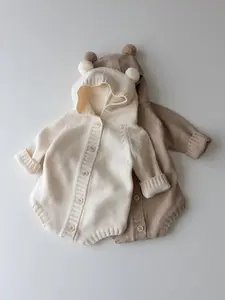 2024 Spring And Autumn New Baby Romper Little Bear Children's Knitted Sweater Newborn Jumpsuit