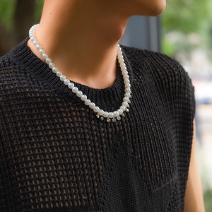 Collana di Perle alla Moda Hip Hop, Collane <span class=keywords><strong>con</strong></span> Strass Luccicanti per Uomo, Gioielli e Accessori <span class=keywords><strong>Maschili</strong></span> - Product Image 4