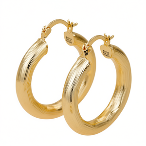 Orecchini a cerchio placcati in oro Reyzon, lega di zinco, stile classico, gioielli di moda unisex E4452 - Product Image 1