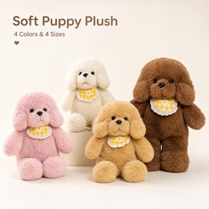 Lindo Perrito de Peluche con Babero Amarillo a Cuadros, Muñeco de Peluche Suave de Dibujos Animados, Diseño Único, Regalo para Niños para el Dormitorio - Product Image 1