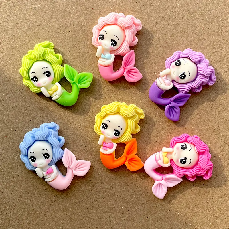 hot mermaid princess clay doll charms for phone case jewelry DIY hair bow hair pin decorations