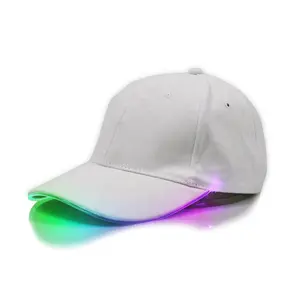 High Quality Adjustable 6-Panel LED Lighted Glow Party Hat Cotton Plain Pattern Baseball Cap for Festival Club Stage & Rave