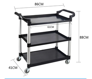 Chariot de service utilitaire en plastique à 3 niveaux Baiyun Hotel, chariot de service alimentaire commercial pour restaurant, chariot de service gris/noir - Product Image 3