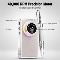 Polisseuse à ongles 40000 tr/min, micromoteur sans balais, machine de polissage pour pédicure, pile rechargeable, lime à ongles électrique