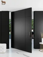 Porte de Villa Double Antidéflagrante en Aluminium Coulé, Design Postmoderne, Système de Pont Thermique, Porte à Axe Central Décalé