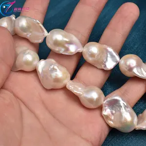 Dây chuỗi ngọc trai nước ngọt tự nhiên Baroque óng ánh cao cấp 13-14mm, hình đuôi cá, hạt rời, dùng làm đồ trang sức tự chế - Product Image 6