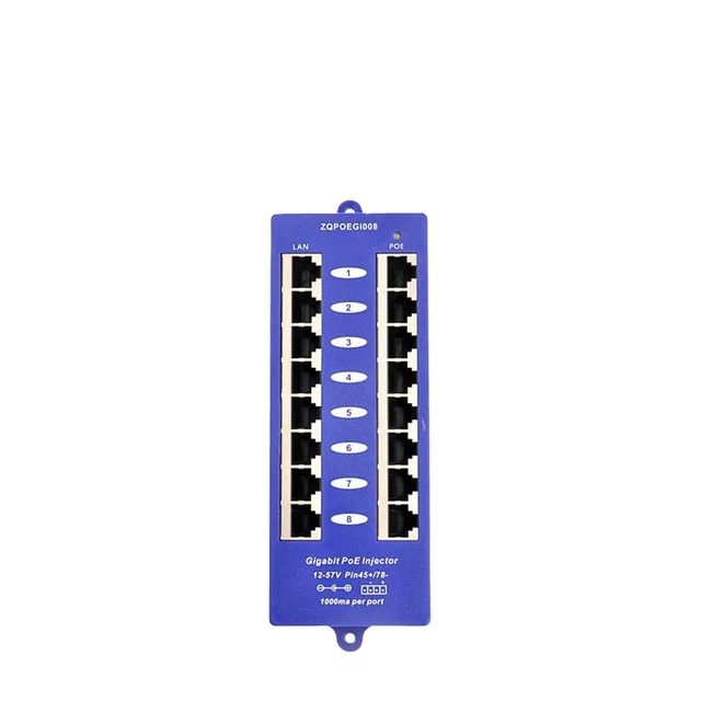 Wholesale price 24V 48V 56V Passive Gigabit PoE Injector 8 16 Port For CCTV AP