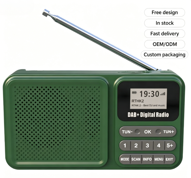 DAB Plus Digital Radio Portable FM Receiver with Antenna LCD Display Preset Stations Rechargeable for Home Travel Outdoor Use