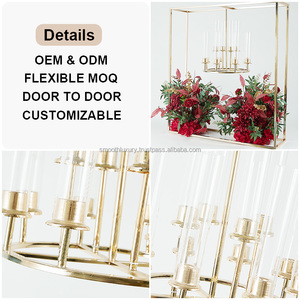 Crochet suspendu en métal doré lisse lustre candélabre Table bougeoir décoration pour décoration de mariage - Product Image 3