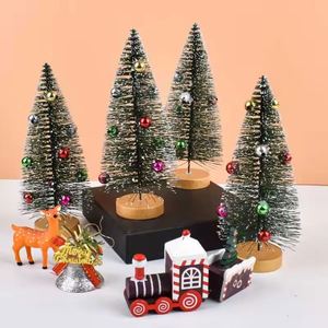 Mini arbres de Noël artificiels givrés en sisal, décorations de table pour la maison, ornements d'hiver - Product Image 4
