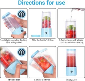 La más nueva máquina exprimidora de 6 cuchillas, licuadoras portátiles de jugo de fruta de 500ml, licuadora de máquina de frutas - Product Image 3