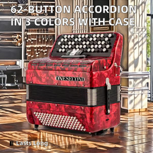 Accordéon Diatonique 62 Boutons 60 Basses en Bois, Trois Couleurs, avec Étui 47x30x51cm - Offre Spéciale - Product Image 3