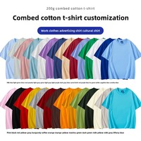T-shirt à manches courtes 100% coton personnalisé 200g Coupe ample Col rond Anti-boulochage Décontracté Imprimé pour le travail en groupe