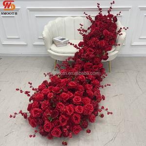 SMOOTH Red Rose <b>Artificial</b> <b>Flower</b> Arrangement Handmade Wedding Decor Romantic Dreamy Full Bloom Floral Runner - Product Image 2