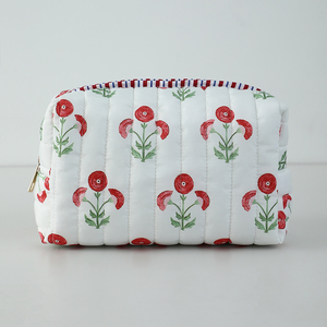 Bolsa de Maquillaje Acolchada con Estampado Floral, <span class=keywords><strong>4</strong></span> Diseños, Bolsa de Cosméticos Portátil con Cierre, Organizador de Artículos de Aseo de Gran Capacidad para Mujer - Product Image 4