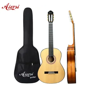 Aiersi brand low budget handmade Glossy with round-ended fret design classical guitar wholesale factory price