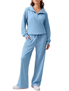 Completo <span class=keywords><strong>Donna</strong></span> di Nuova Collezione: Felpa con Mezza Zip e Pantaloni Ampi <span class=keywords><strong>Casual</strong></span> – Set Sportivo da <span class=keywords><strong>Donna</strong></span> Primaverile all'Ingrosso Personalizzabile Alxin - Product Image 6