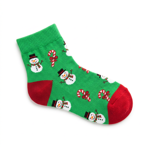 Chaussettes amusantes à motif géométrique festif pour Noël - Chaussettes en coton fantaisie pour les fêtes - Product Image 3