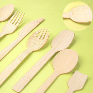 Ensemble de couverts jetables en bambou en gros - Combo cuillère-fourchette biodégradable et <span class=keywords><strong>compostable</strong></span>, <span class=keywords><strong>vaisselle</strong></span> écologique verte - Product Image 2