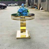 Haute qualité magnifique or rond gâteau de mariage Table en acier inoxydable gâteau de mariage Table d'affichage pour Banquet événements fête