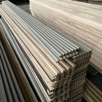 Panel Grille Kayu Solid Grosir, Dinding Latar TV Mewah Modern Tanpa Cat