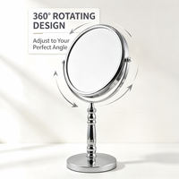 Miroir de maquillage double face personnalisé avec logo, 7 pouces, en métal, rond, sur pied, grossissant, pour table de maquillage