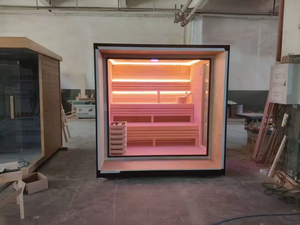 Sauna Quadrata con Veranda/Ingresso, Design Moderno e Bellissimo, Sauna Secca in Legno per Esterni per Hotel e Uso Commerciale - Product Image 3