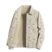 Veste en velours côtelé pour homme, collection Printemps-Automne 2025, haut de gamme, épaisse, coupe ample, polyvalente, tendance, grande taille, motif dessin animé, simple boutonnage