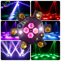 Projecteur de scène LED DMX 6 bras effet œil d'abeille 150W RGBW avec laser, télécommande et faisceau mobile pour mariage et parc à thème