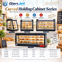 Vitrine chauffante de comptoir en verre incurvé avec étagères multi-niveaux pour boulangerie, restaurant, café, pâtisserie, pizza, snacks et services de restauration