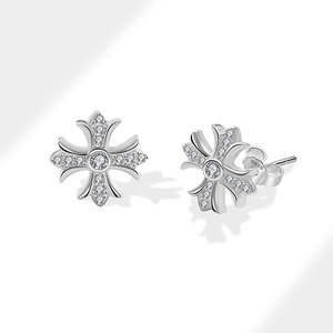 2025 directo de fábrica 925 plata esterlina Floral Cruz pendientes colgantes nuevo diseño completo Pave CZ para Hip Hop minimalista clásico - Product Image 2