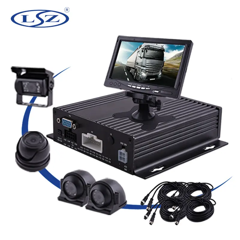 4 kanallı mobil DVR için otobüs kamyon araba güvenlik AHD araba kamera 7 inç lcd monitör MDVR kiti