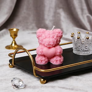 Bougie parfumée en forme d'ours rose, écologique, artisanale, créative, en forme d'ornement 3D, en cire de soja, parfumée, cadeau pour la décoration de la maison et les mariages - Product Image 1